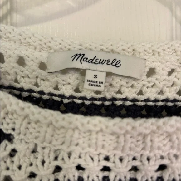 Madewell Black and White Striped Crew Neck Sweater - Picture 2 of 3